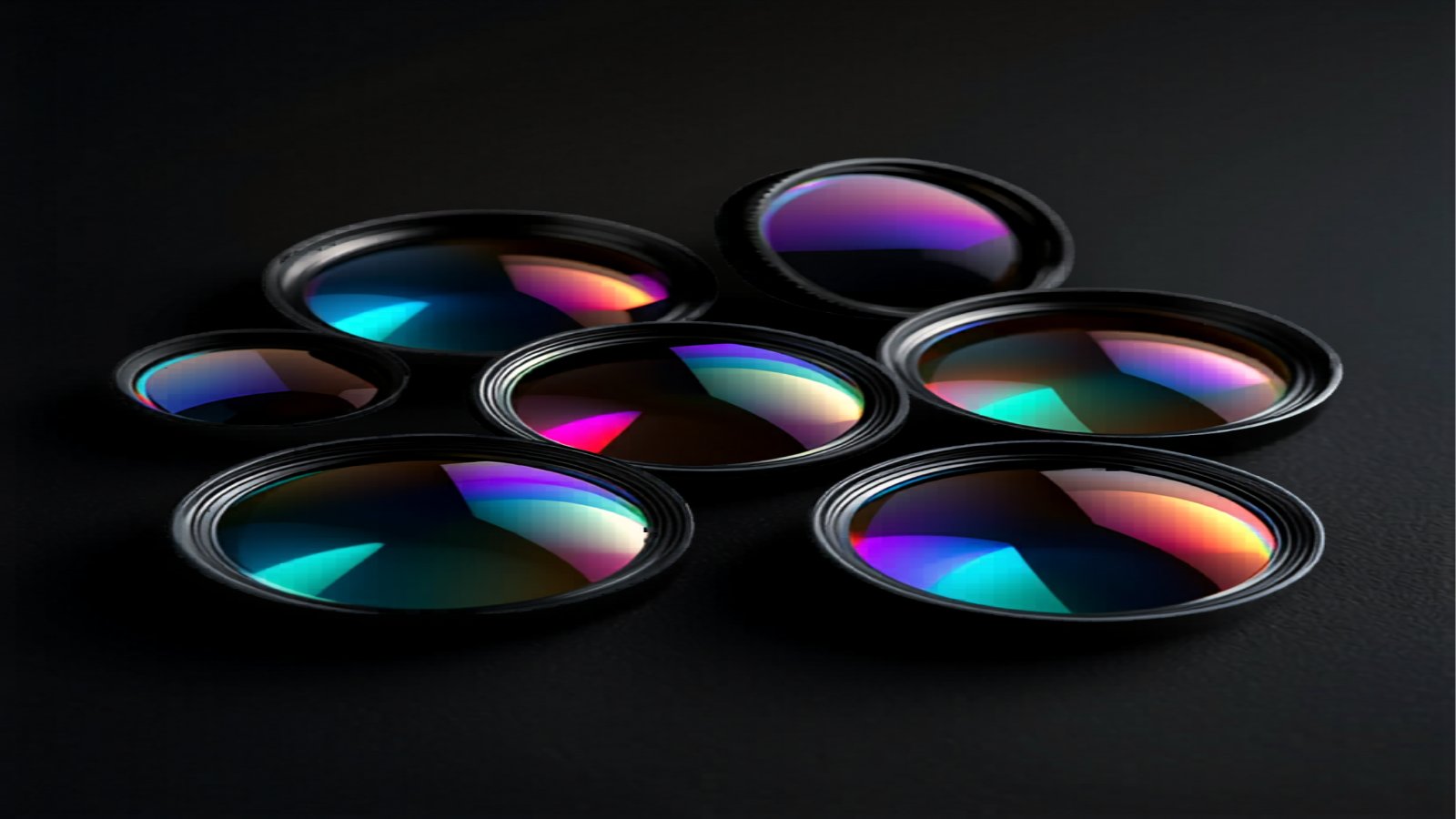 Thin film optical coating showing iridescent surface reflections